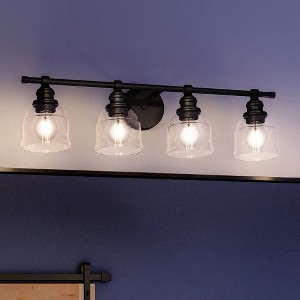 Urban Ambiance Luxury Vintage Bath Light 7.875''H x 29''W,  Midnight Black Finish,  Phoenix Collection, UHP4307 - 1 of 4
