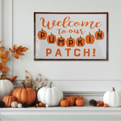 Northlight Welcome to our Pumpkin Patch Wall Sign - 20.25" - Orange