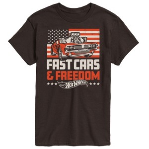 Men's Hot Wheels Fast Cars And Freedom Short Sleeve Graphic T-Shirt - Dark Brown - X-Large - 1 of 3