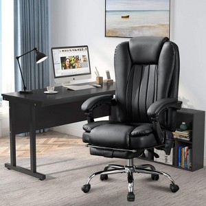 Grungis Linen Massage Swivel Office Chair with Foot Rest and Padded Armrests,Gaming Chair with Heat and 6 Vibration Points for Office - 1 of 4