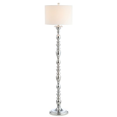 Wilhelmina Radiant Chrome Adjustable Floor Lamp with Off-White Shade
