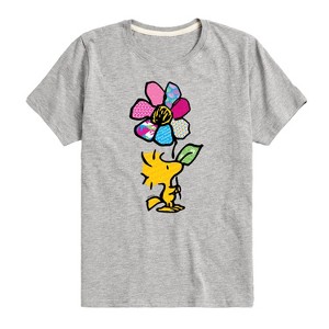 Boys' - Peanuts - Woodstock With Flower And Pattern Short Sleeve Graphic T-Shirt - 1 of 4