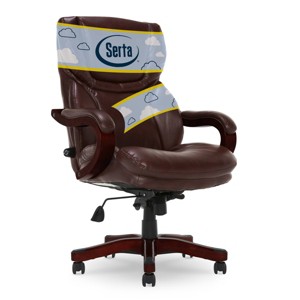 Big & Tall Executive Chair Redwood Leather - Serta: Upholstered, Swivel, Fixed Height, Modern Style - 1 of 4
