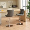 Set of 2 Swivel PU Leather Bar Stools, Adjustable Seat Height From 25-33 Inch, Chrome Base Bar Stools with Comfortable Back for Home Kitchen Island - 3 of 4