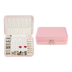 Unique Bargains Travel Small Portable PU Leather Storage Display Holder Jewelry Box for Women Girls Birthday Gifts - 1 of 4