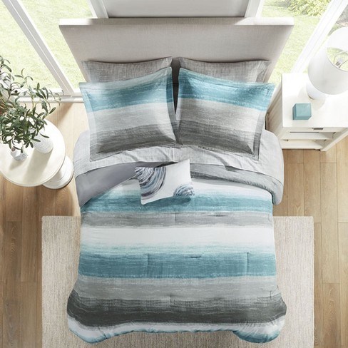 Stylish Stripe Cotton Comforter Set, All Season Home Textile fits Modern Bedroom Decor - image 1 of 4