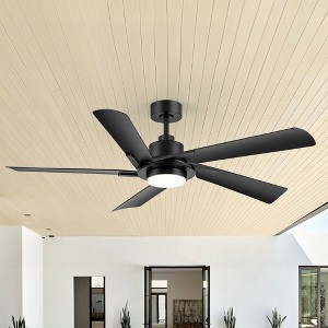 Airsurfer 60" Electroplated Ceiling Fan with LED Light & Remote, 5 ABS Blades, Quiet DC Motor for Indoor Living Room or Bedroom - 1 of 4
