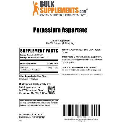 BulkSupplements Potassium Aspartate Powder