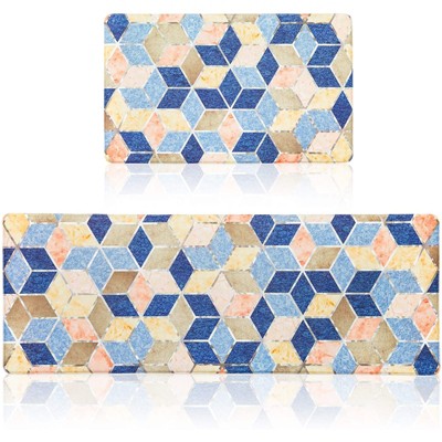 Juvale 2 Piece Set Anti Fatigue Kitchen Floor Mats, Diamond Pattern Comfort Cushioned Standing Rugs Waterproof, 2 Sizes