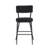 DSVIMOY Counter and Bar Stool Set of 2 Teddy Fabric Upholstered Barstools with Metal Base for Kitchen Dining Living Room, Black, 24.01"*9.84"*22.44" - 2 of 4