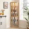 GlasFlength,Decorative Storage Cabinets, Corner Display Case, Multiple Shelves for Collectibles, Elegant Home Addition, Beige, 16.46"*16.46"*69.84" - 3 of 4