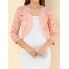 INSPIRE CHIC Women's Elegant 3/4 Sleeve Sheer Floral Lace Open Front Crop Shrug - 4 of 4