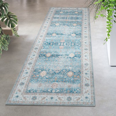 GAOMON Vintage Area Rug Washable Floral Rug Low Pile Non-Slip Rugs for Living Room Bedroom