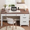 Acekool Executive Desk with Drawers and Charging Station, 53.54" Farmhouse Computer Desk with File Cabinet, Home Office Workstation, White Walnut - 3 of 4
