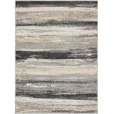 Abstract Harmony Gray Synthetic 9' x 12' Easy-Care Area Rug