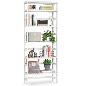 Aheaplus 6-Tiers Adjustable Bamboo Bookshelf, Freestanding Display Storage Shelf - 1 of 4
