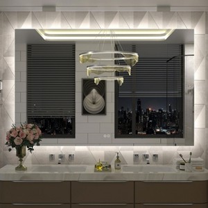 Apmir Super Bright 192 LEDs/m Back LED Lighted Anti-Fog Tempered Glass Bathroom/Vanity Mirror with ETL & 3-Year Warranty - 1 of 4