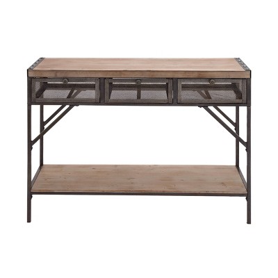 Industrial Console Table with Screen Drawers Brown - Olivia & May