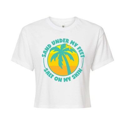 Women's - Instant Message - Sand Under My Feet Cropped Graphic T-Shirt
