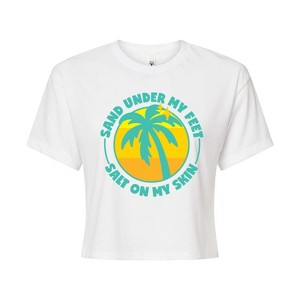 Women's - Instant Message - Sand Under My Feet Cropped Graphic T-Shirt - 1 of 4