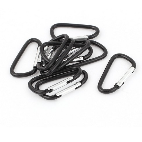 Unique Bargains Metal Hiking D-Ring Keychain Carabiner Hook Black 1.8 x 1  x 0.16 10 Pcs