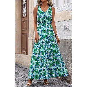 Clearlove Women Summer Dresses Casual Sleeveless Maxi Dresses Cute Floral Long Dress Wedding Guest Dress - 1 of 4