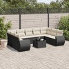 vidaXL 10 Piece Patio Sofa Set with Cushions Black Poly Rattan - Black and Cream With Table - 2 of 4