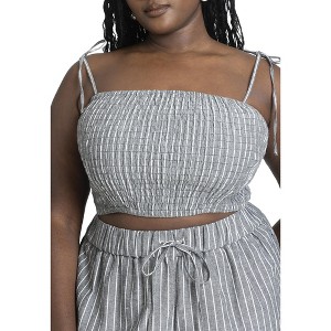 ELOQUII Women's Plus Size Elastic Striped Crop Top - 1 of 4