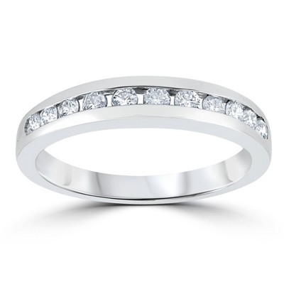 Pompeii3 1/3ct Channel Set Diamond Wedding Ring Solid 14K White Gold