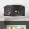 Dewdrop Modern Black Rattan Ceiling Light, Farmhouse Flush Mount Fixture for Entryway or Kitchen - 2 of 4