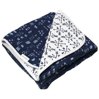 Honest Baby Organic Cotton Quilted Receiving Blanket - Compass/Pattern Navy