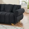 89'' Velvet 3-Seater Sofa with Spring-Wrapped Cushions, 4 Throw Pillows, Metal Feet, Channel Tufted Back for Modern Living Room - 4 of 4