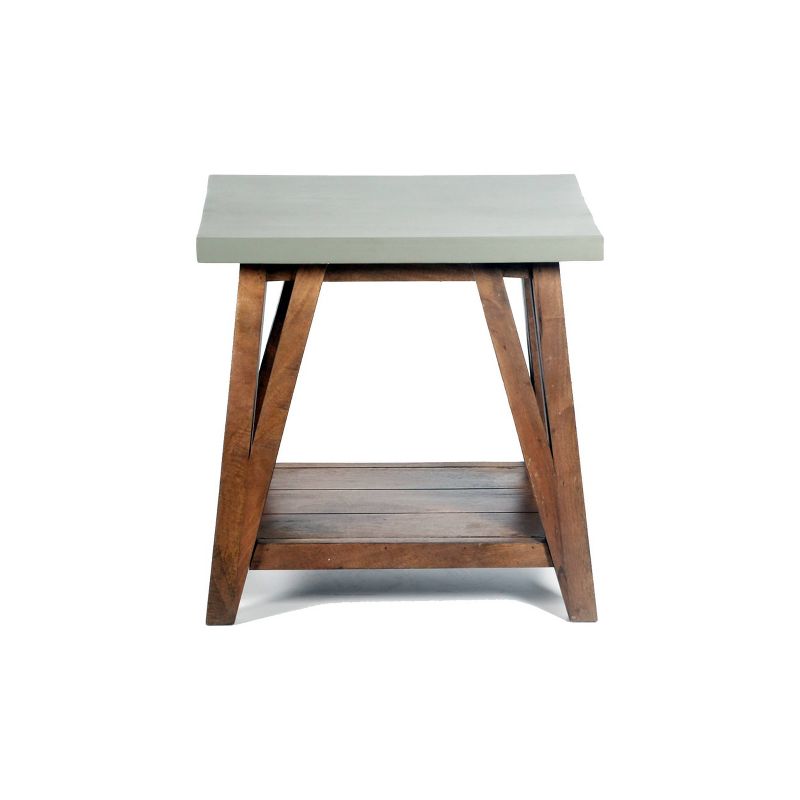 Brookside End Table Concrete Coated Top and Wood Light Gray/Brown - Alaterre Furniture, 3 of 9