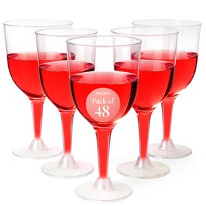 Prestee 48-Pack 10 oz Clear Stemmed Plastic Wine Glasses for Weddings ...