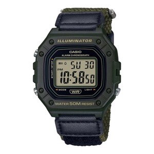 Casio Men's Water-Resistant Digital Watch with Black and Green Band - W-218HB-3AV - 1 of 2