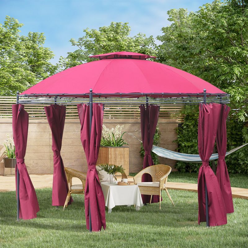 Outsunny 11.5' Steel Outdoor Patio Gazebo Canopy with Double roof Romantic Round Design & Included Side Curtains, 3 of 9