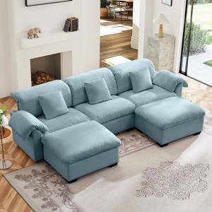U Shaped Chaise Sectional Sofa,Modern Velvet Sectional Sofa With Soft Backrest And Seat Cushion,Sectional Sofa With Storage-Cuddlewood - 1 of 4