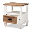 Glynn Wood 1 Drawer Nightstand White/Brown - Baxton Studio - 2 of 4
