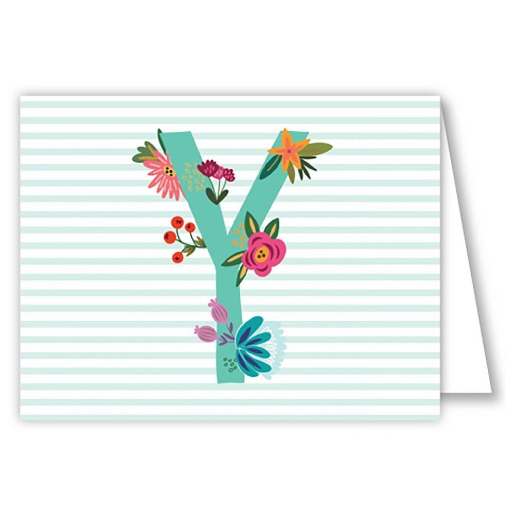Photos - Envelope / Postcard 10ct Folded Notes Vintage Floral Monogram - Y