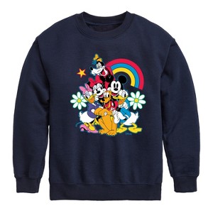 Boys' - Disney - Character Group Rainbow Flower Graphic Long Sleeve Fleece Sweatshirt - 1 of 4