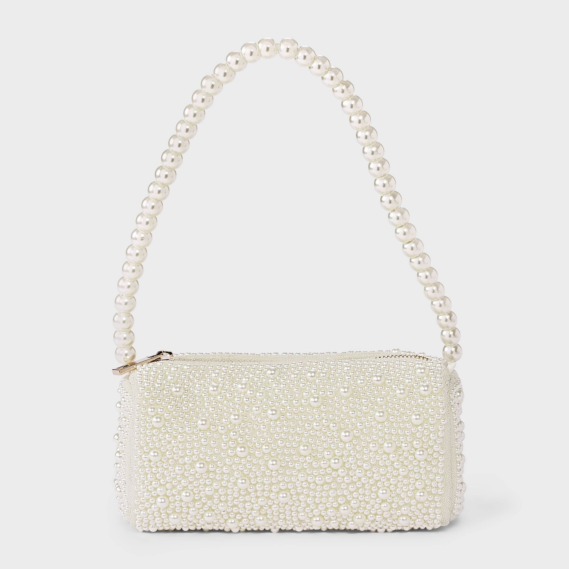 Faux Pearl Embellished Barrel Shoulder Bag - A New Day™ Off-White