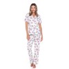 Women's Short Sleeve Top and Pants Pajama Set - White Mark - 2 of 4