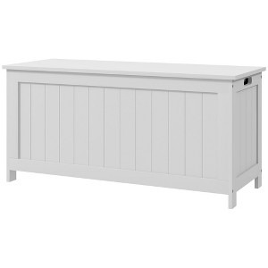 Aghana Digitals White Wooden Storage Trunk Bench with Safety Hinges & Side Handles - 39.4" for - 1 of 4