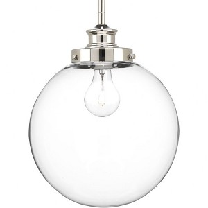 Progress Lighting Penn 1-Light Pendant, Steel, Polished Nickel, Clear Glass Sphere Shade, Canopy Included, Dry Rated - 1 of 4