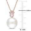 EVERLY JEWELRY | 10K Rose Gold 9.5-10mm Cultured Freshwater Pearl, 1/7 CT TGW White Sapphire and Diamond Accent Drop Pendant with Chain - 17 inch - 4 of 4