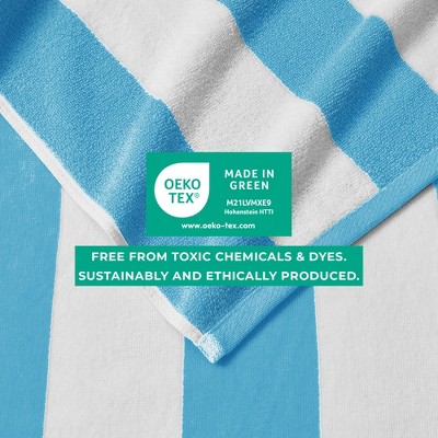 Oversized Air Blue and White Cotton Cabana Beach Towel