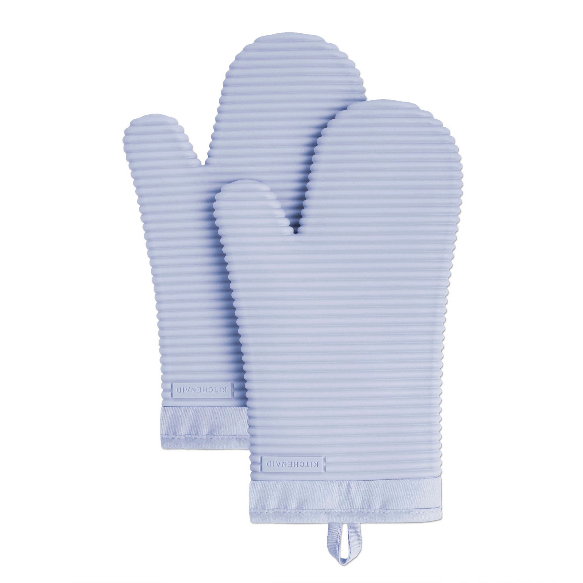KitchenAid Ribbed Soft Silicone Oven Mitts 2-Pack, Lavender Cream
