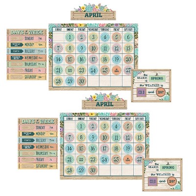 Teacher Created Resources Rustic Bloom Calendar Bulletin Board Set 2 Sets (TCR8593-2)