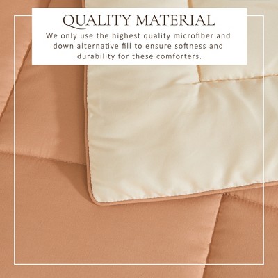 Twin XL Almond and Sand Reversible Microfiber Comforter Set
