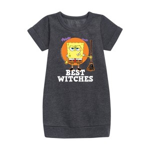 - SpongeBob SquarePants - Best Witches Graphic Short Sleeve Fleece Dress - 1 of 4